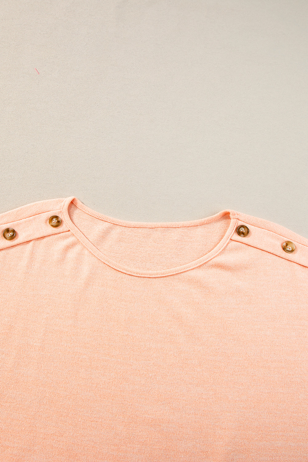 Button Detail Batwing Sleeve Casual Tee | Apricot Pink