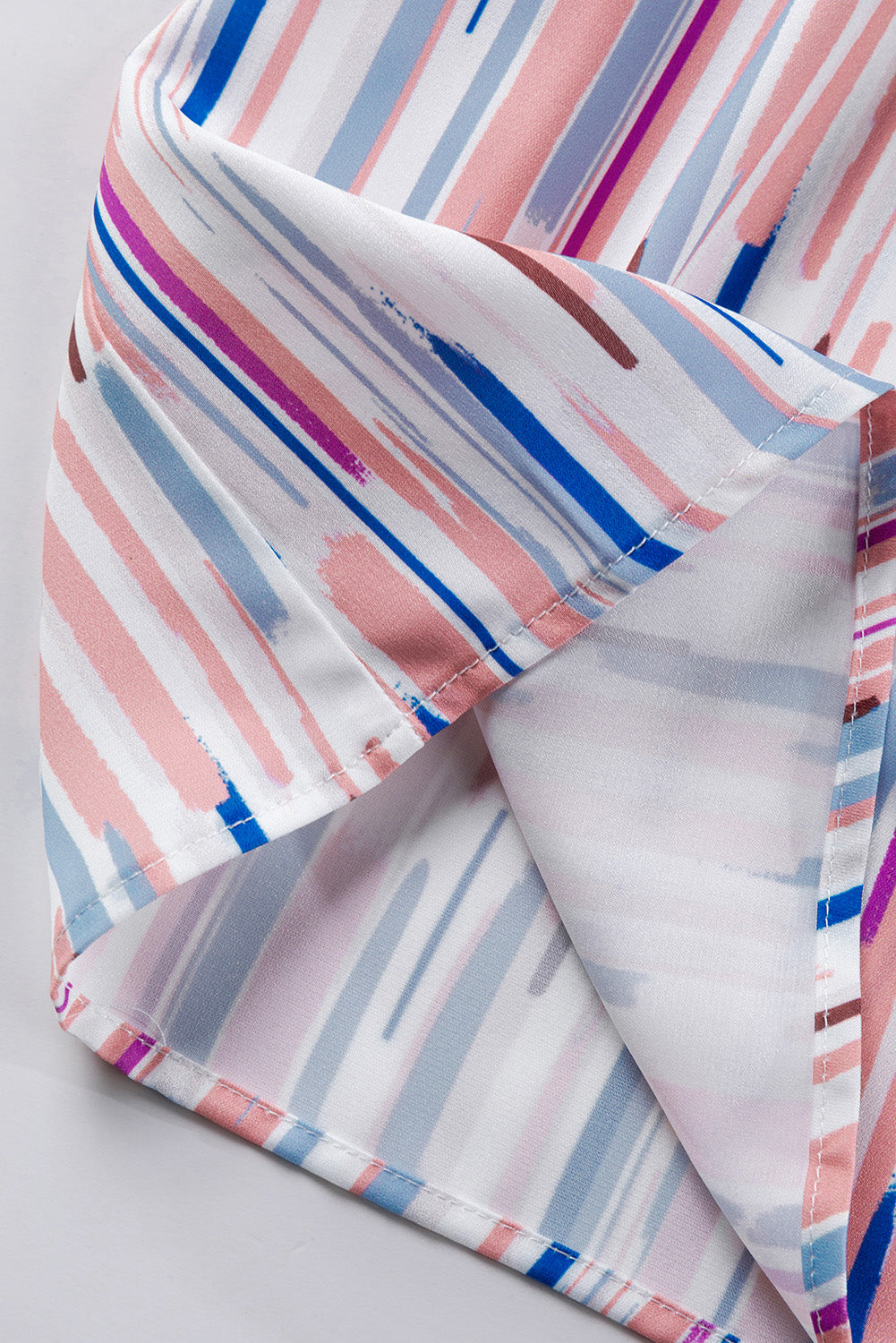 Multicolour Striped Splash Half Sleeve Blouse | White