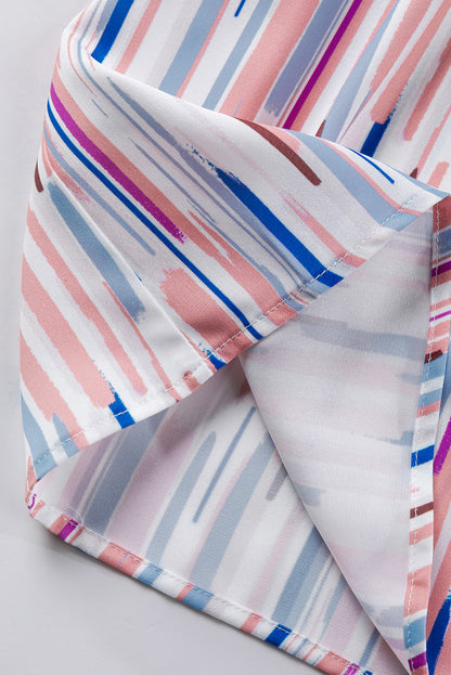 Multicolour Striped Splash Half Sleeve Blouse | White