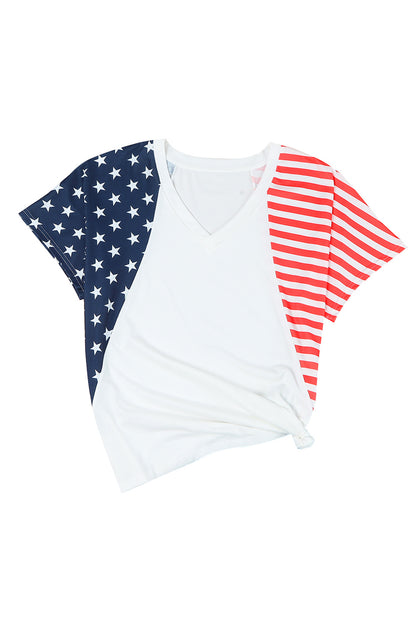 The Us Stars And Stripes V Neck Tee | White