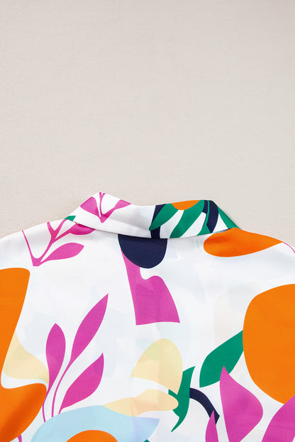 Abstract Leafy Print Short Sleeve Shirt | Multicolour