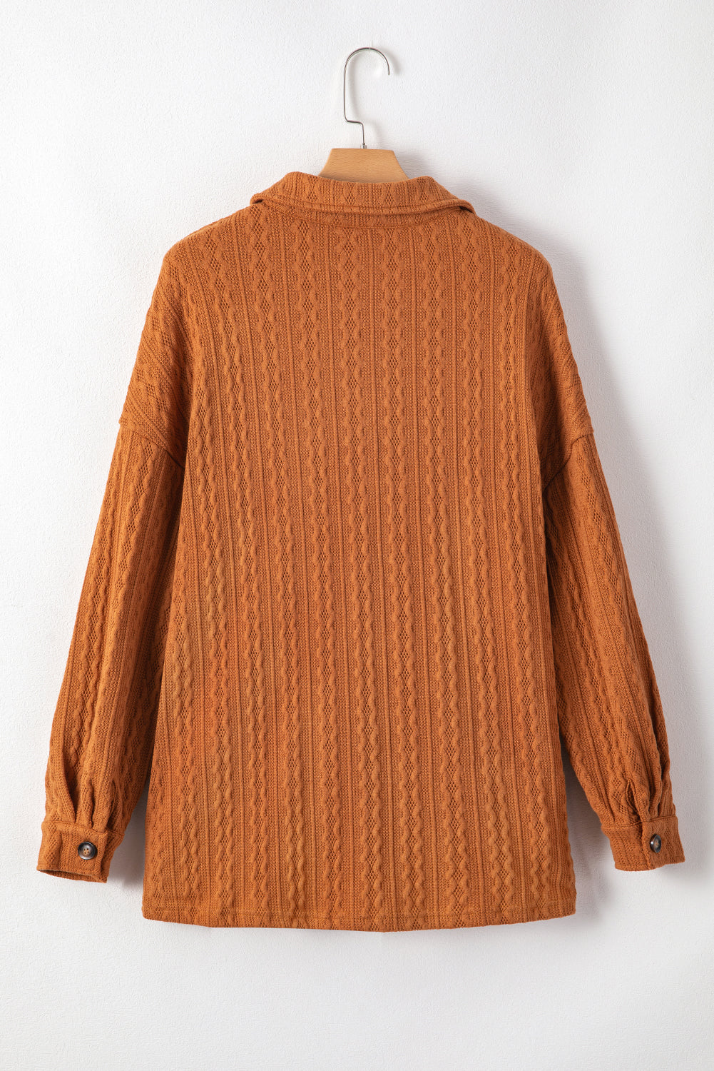 Textured Knit Oversize Flap Pocket Shacket | Orange