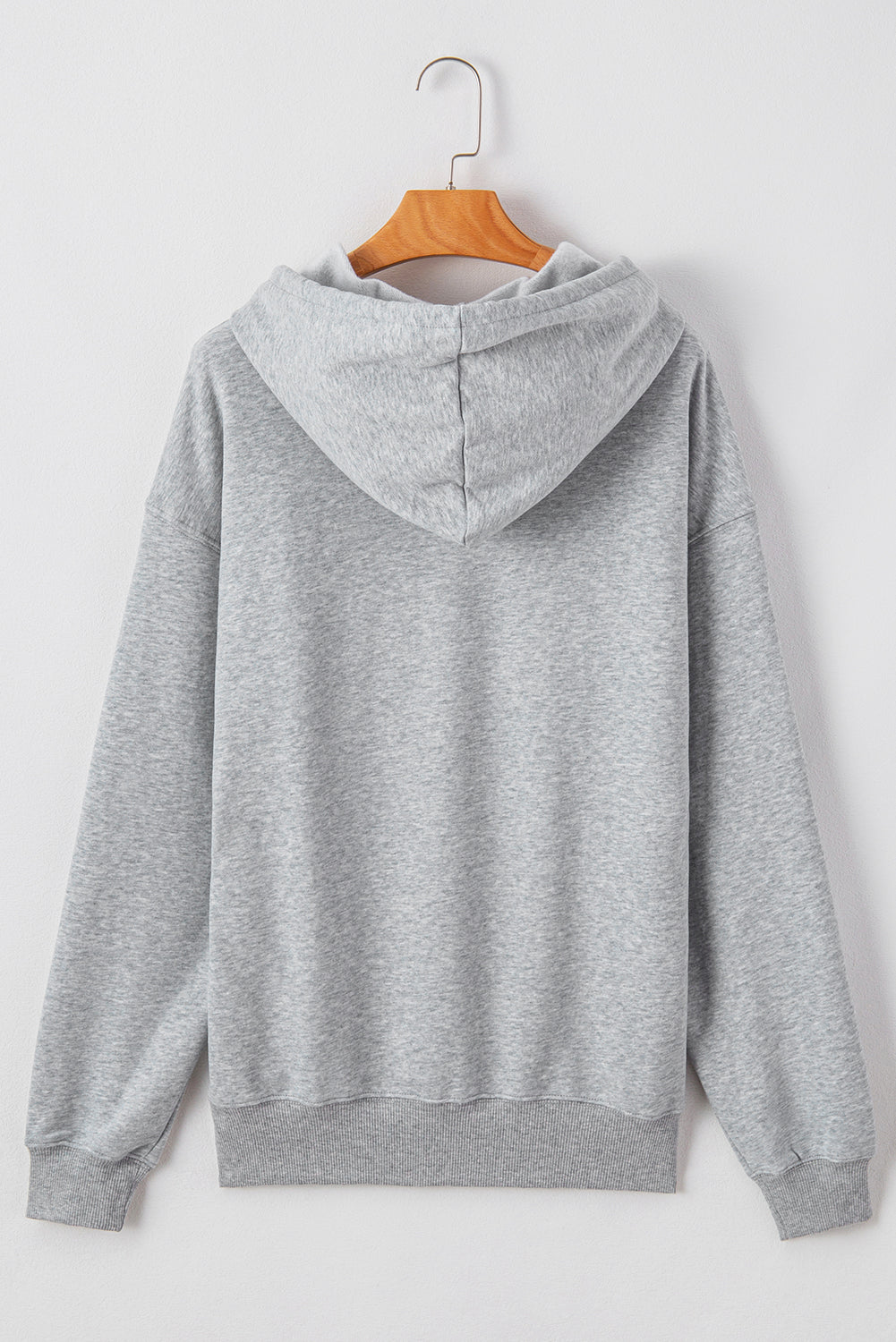 Fleece Lined Kangaroo Pocket Drawstring Chunky Hoodie | Light Grey