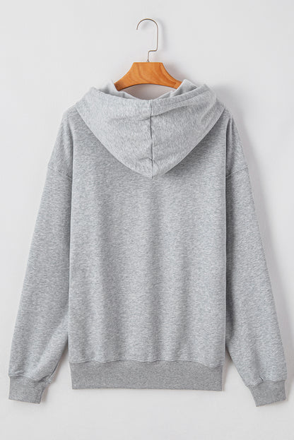 Fleece Lined Kangaroo Pocket Drawstring Chunky Hoodie | Light Grey