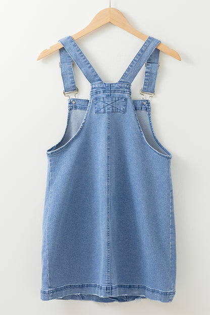 Pocketed Adjustable Straps Denim Overall Dress | Dusk Blue