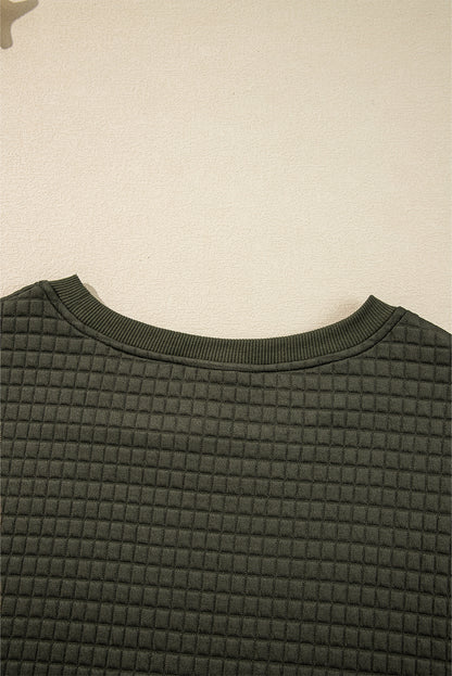 Solid Colour Quilted Textured Pullover And Joggers Set | Vineyard Green