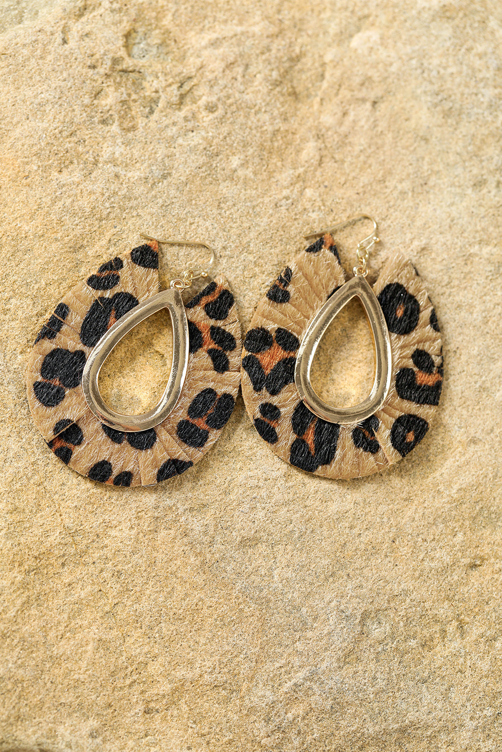 Leopard Print Hollow Out Drop Earrings | Chestnut