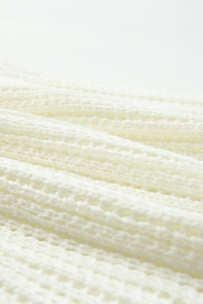 Hollowed Knit V Neck Tank Top | White