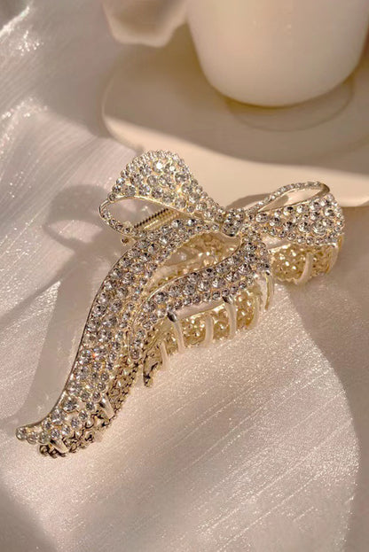 Gold Full Pearl Bow Knot Hair Claw Clip