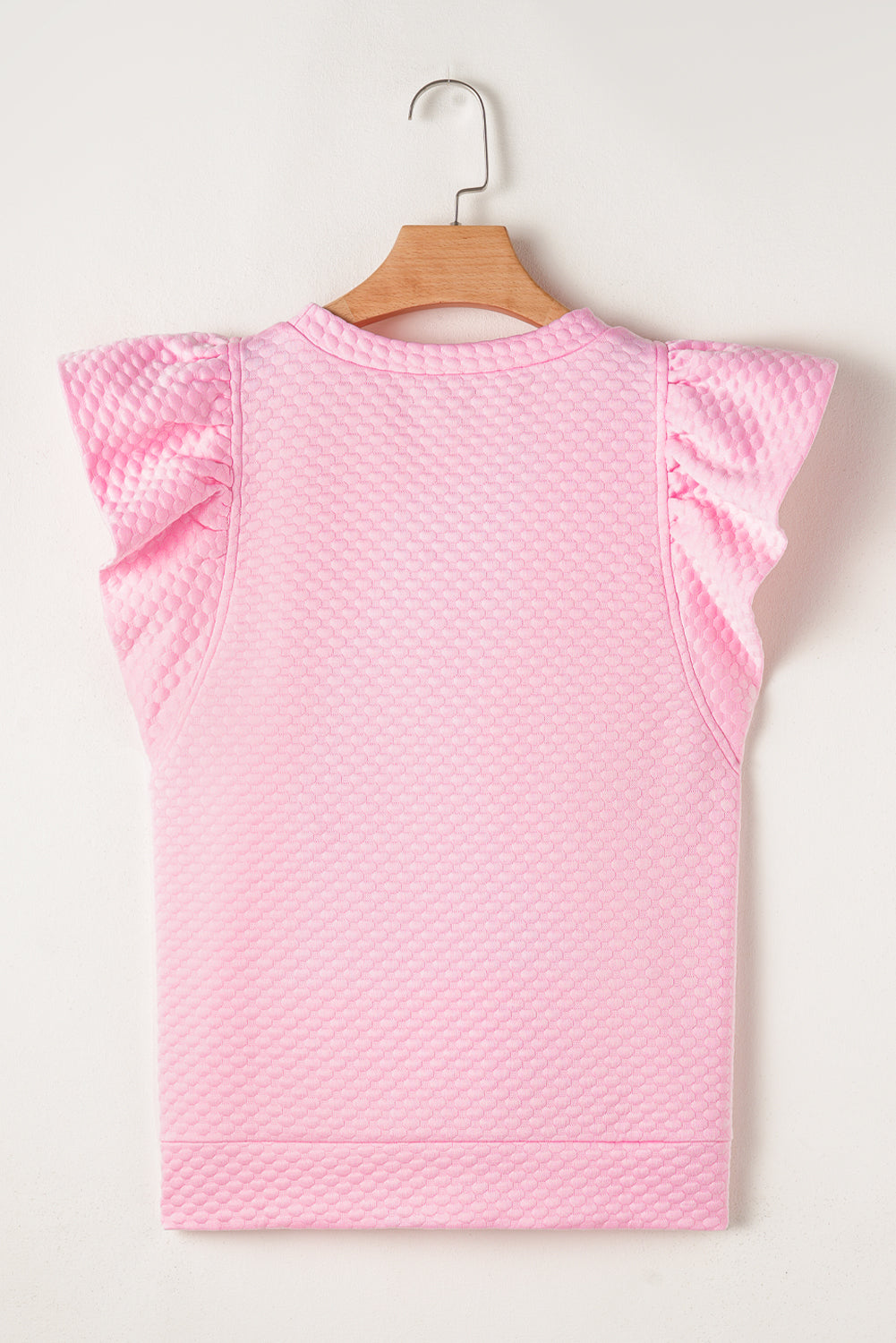 Textured Ruffle Short Sleeve Pullover Top | Pink