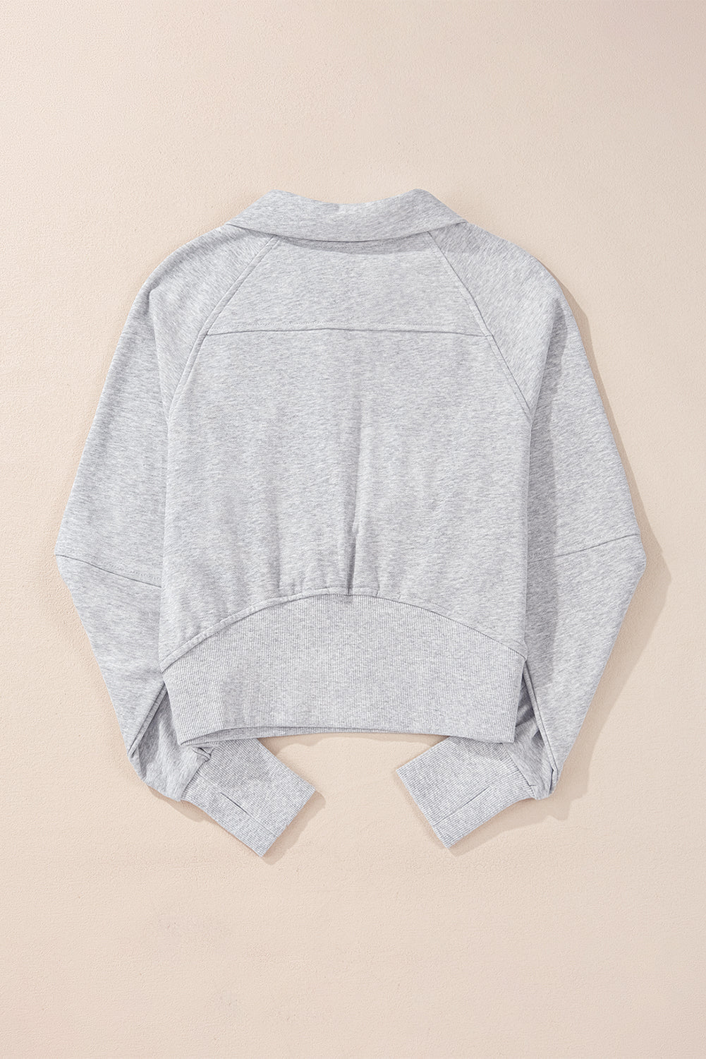 Quarter Zip Stand Neck Kangaroo Pocket Sweatshirt | Light Grey