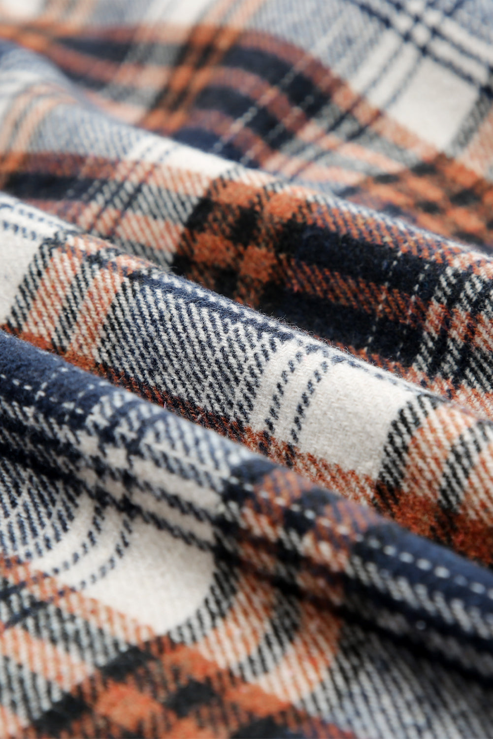 Plaid Pattern Sherpa Lined Hooded Shacket | Blue