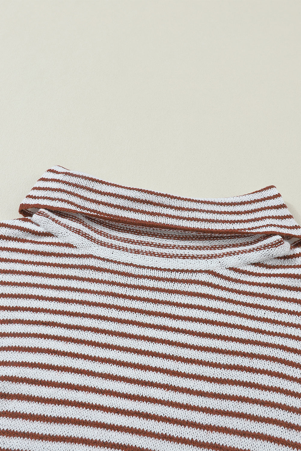 Striped Turtleneck Loose Sweater | Brown