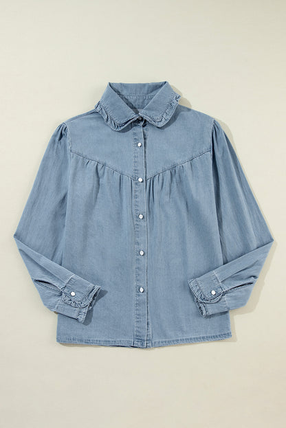 Turn-Down Collar Chambray Shirt | Dusk Blue