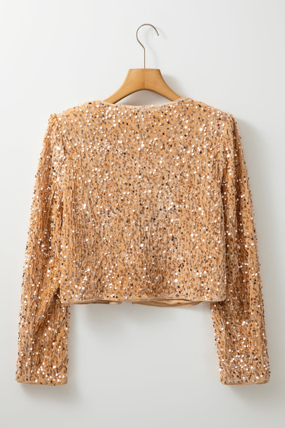 Sequined Open Front Cropped Jacket | Golden Fleece