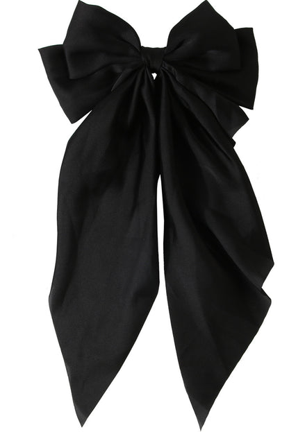 Oversized Ribbon Bowknot Satin Hair Clip | Black