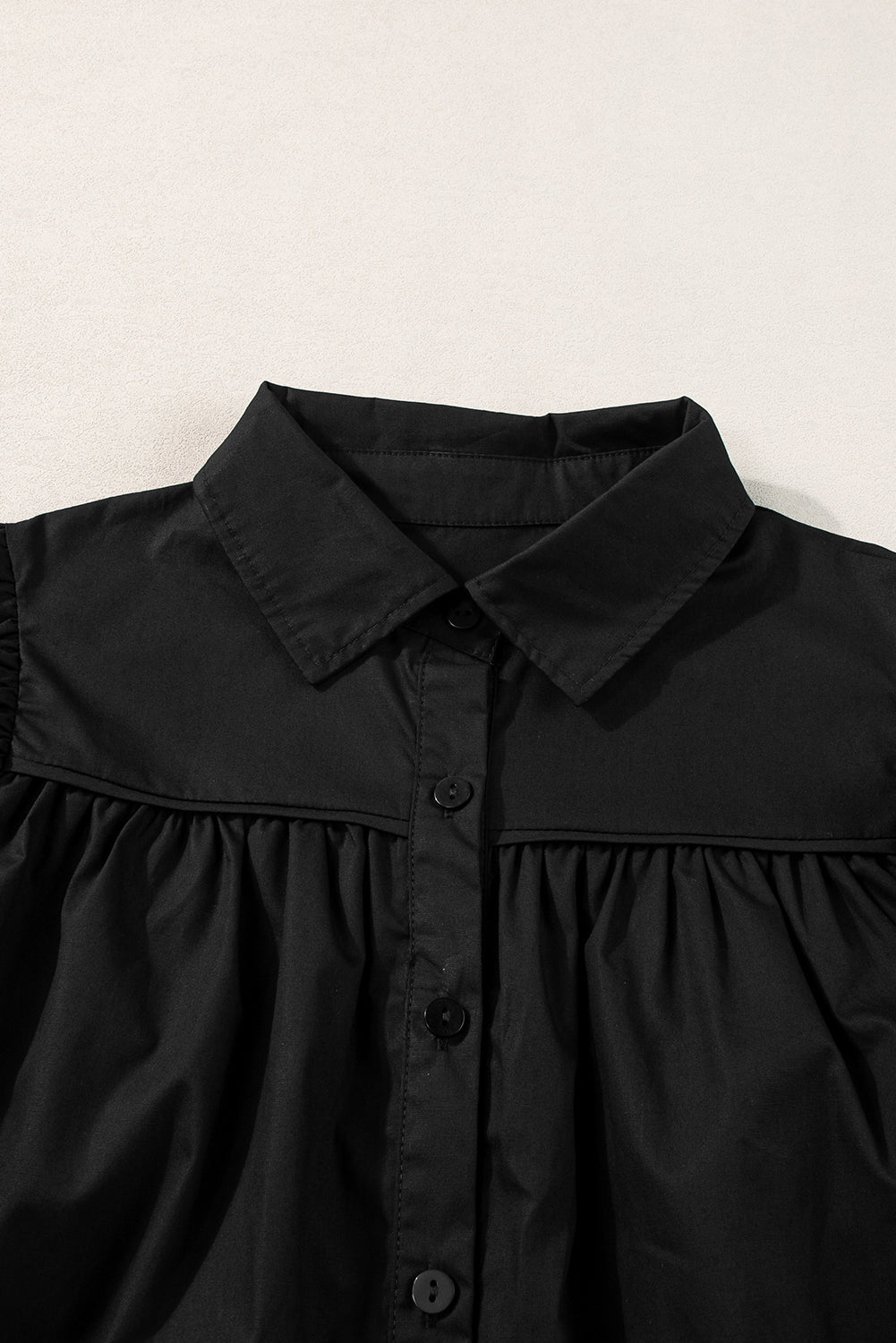 Crisp Puff Sleeve Loose Shirt | Black