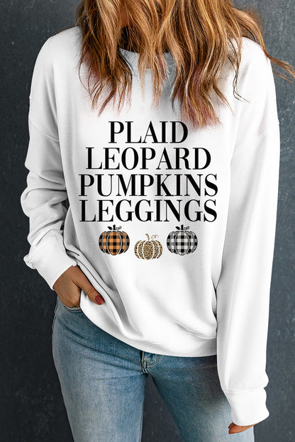 Thanksgiving Pumpkin Slogan Print Crewneck Sweatshirt | Beige