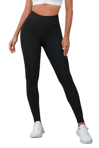 Criss Cross Tummy Control High Waist Leggings | Black