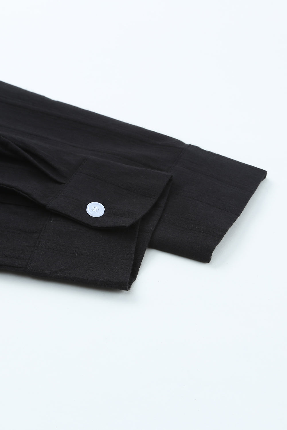 Textured Buttoned Pocket Long Sleeve Shirt | Black