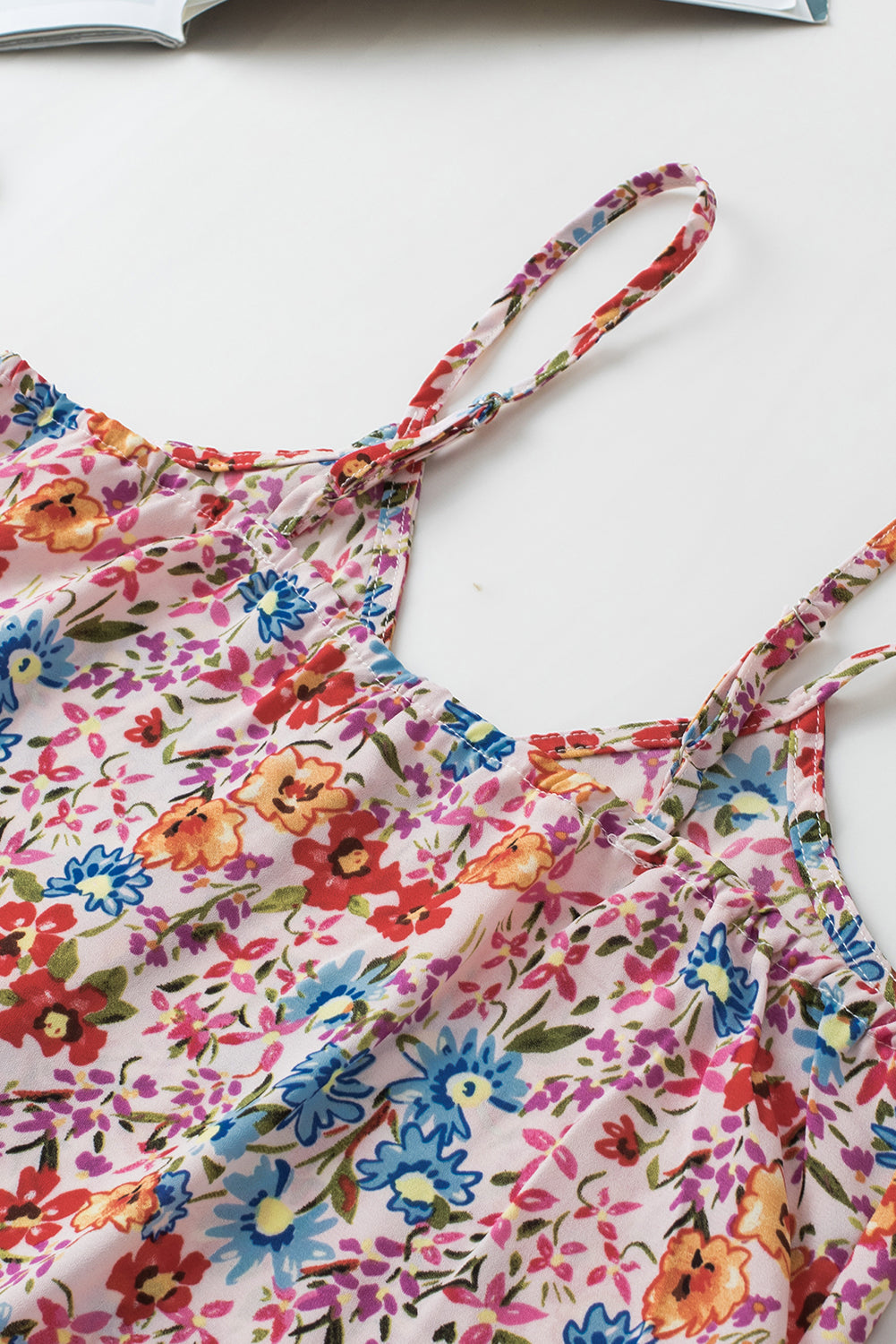 Spaghetti Straps Knot Front Floral Tank Top | Multicolour