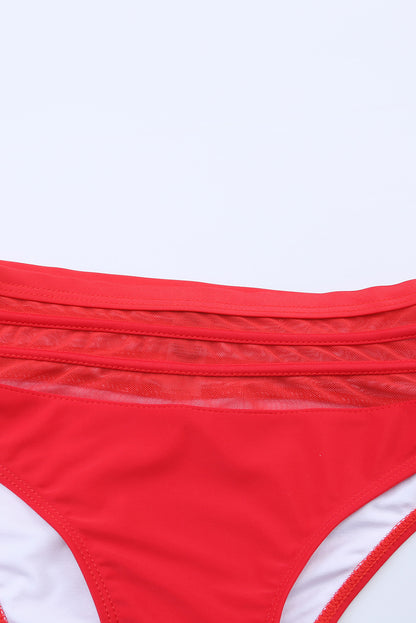 Scalloped Criss Cross High Waist Bikini | Fiery Red