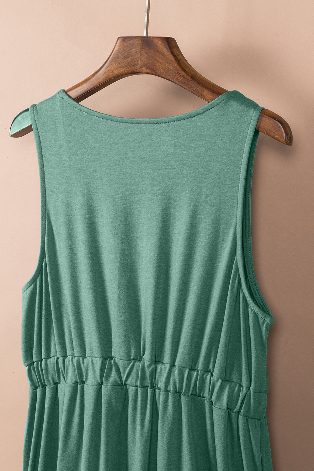 Buttons Sleeveless High Waist Mini Dress | Green