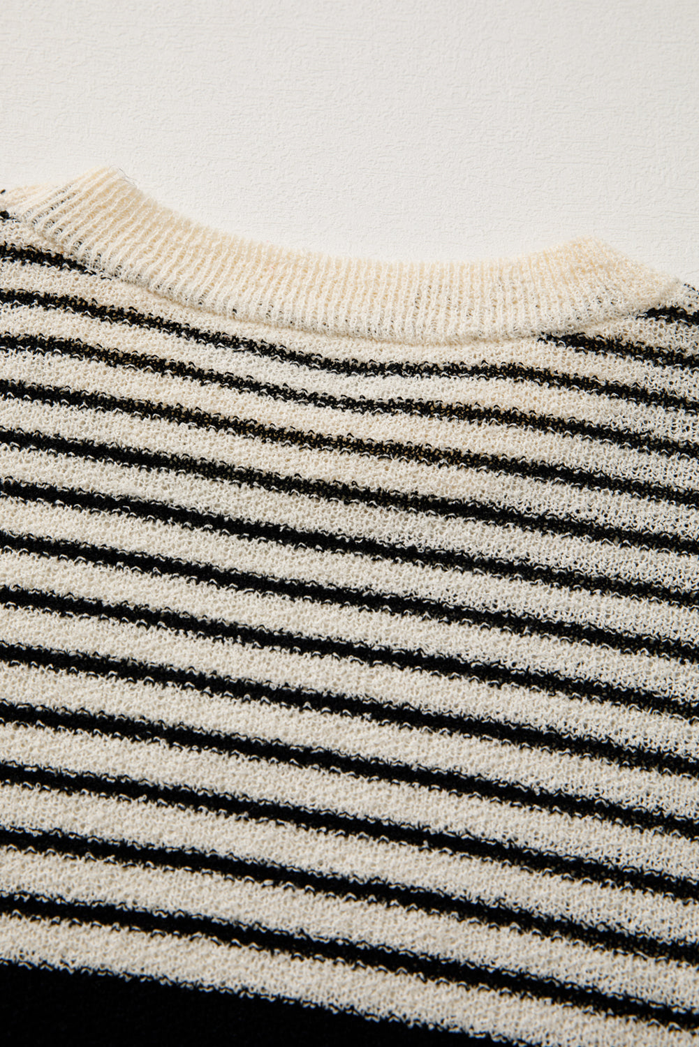 Black White Striped O Neck Sweater Vest | Black white