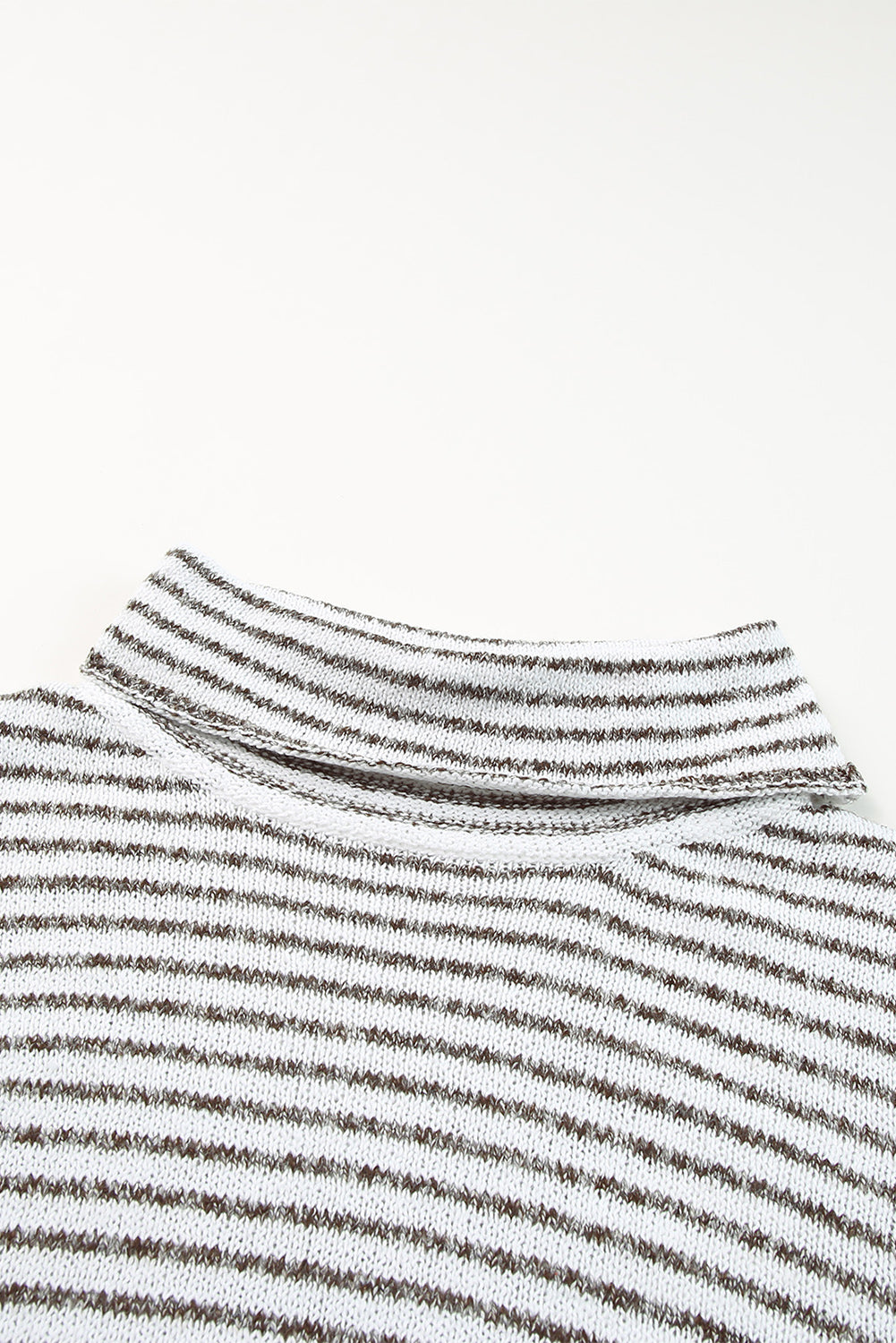 Striped Turtleneck Loose Sweater | Khaki