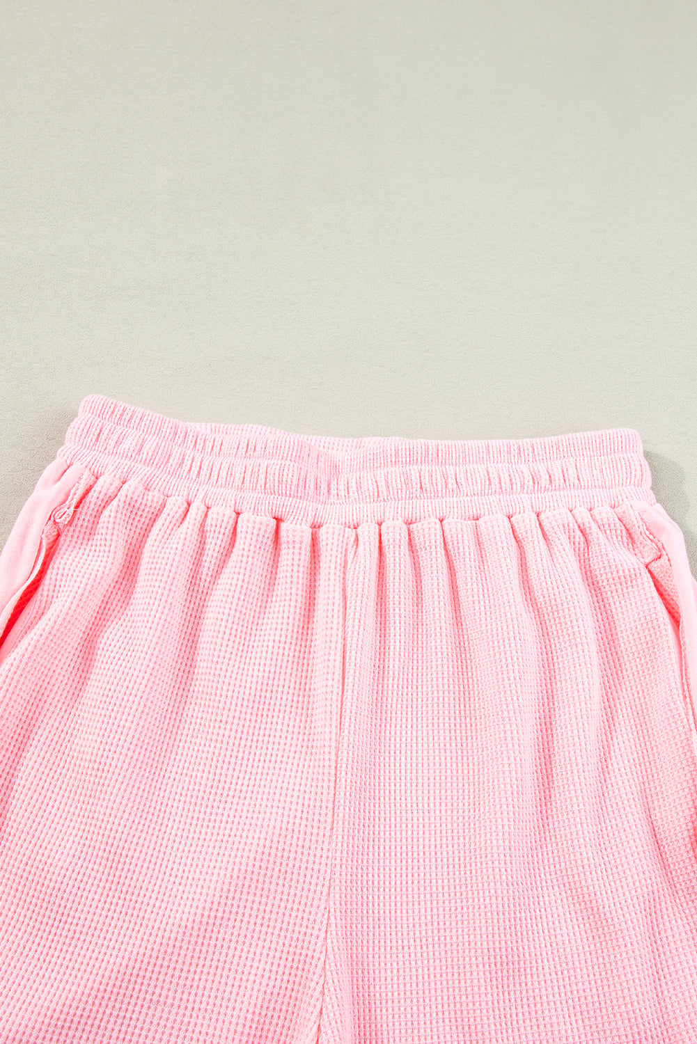 Waffle Knit Oversize Tee And Shorts Set | Light Pink