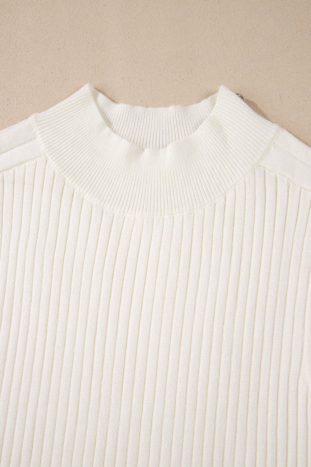 Ribbed Knit High Neck Sweater Vest | White