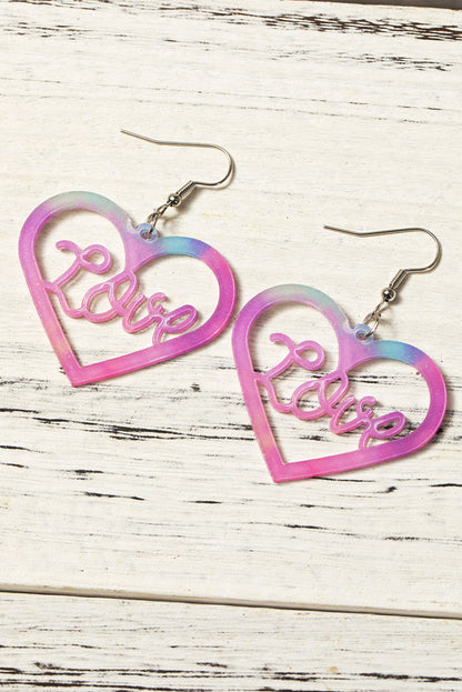 Pink Love Hollowed Heart Valentines Fashion Earrings