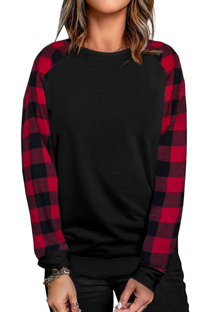 Buffalo Plaid Long Sleeve Sweatshirt | Black