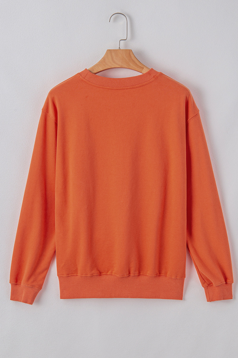 Plain Drop Shoulder Crewneck Pullover Sweatshirt | Orange