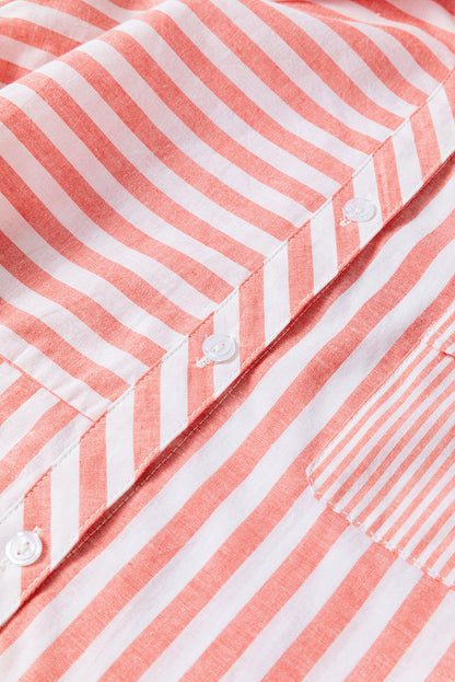 Buttoned Long Sleeve Casual Shirt | Pink Stripe