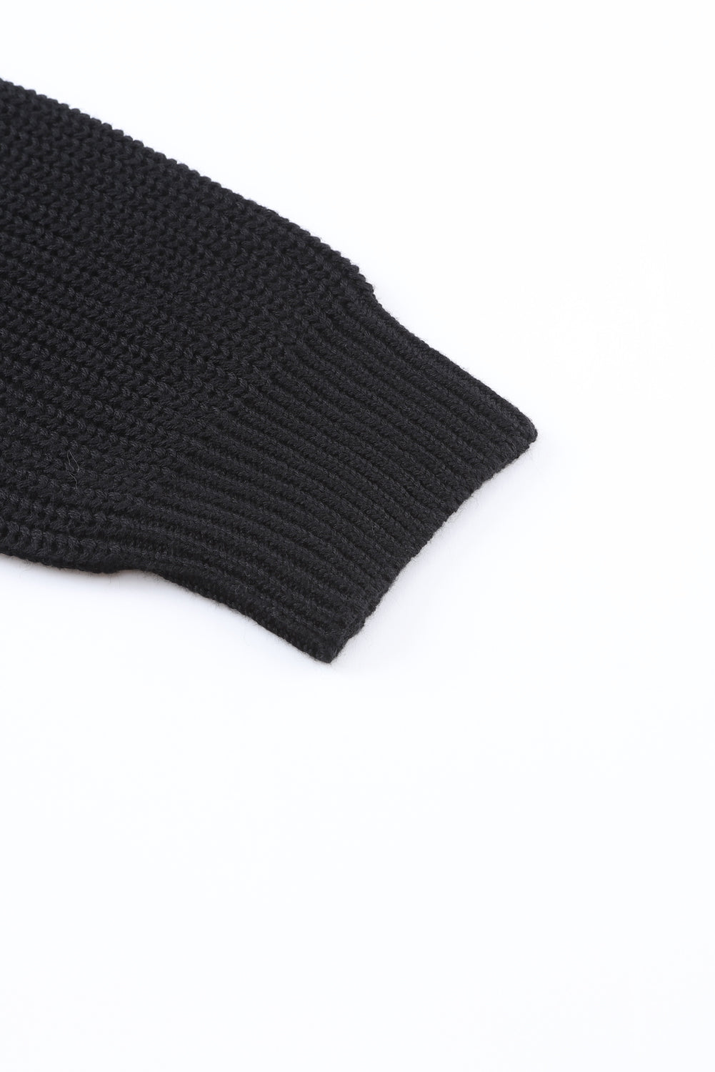 Ribbed Knit V Neck Sweater | Black