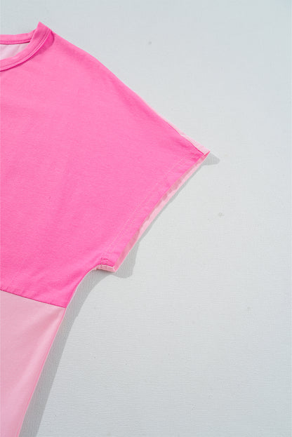 Two Tone Half Buttons Collared T Shirt | Pink