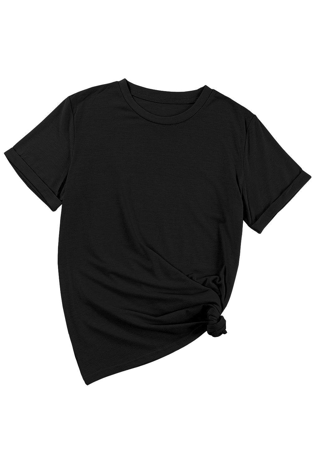 Casual Plain Crew Neck Tee | Black