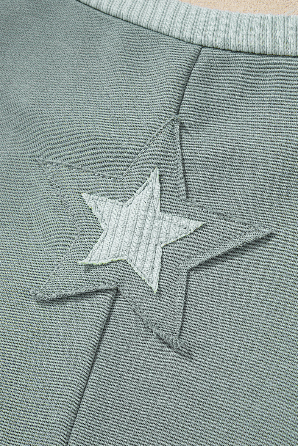 Stars Patchwork Round Neck Plus Size T Shirt | Mist Green