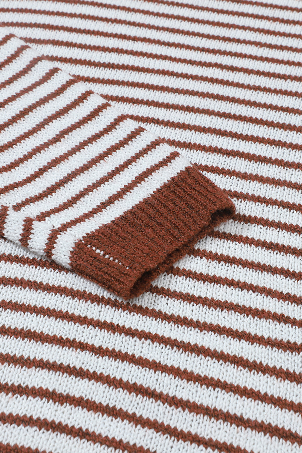 Striped Turtleneck Loose Sweater | Brown