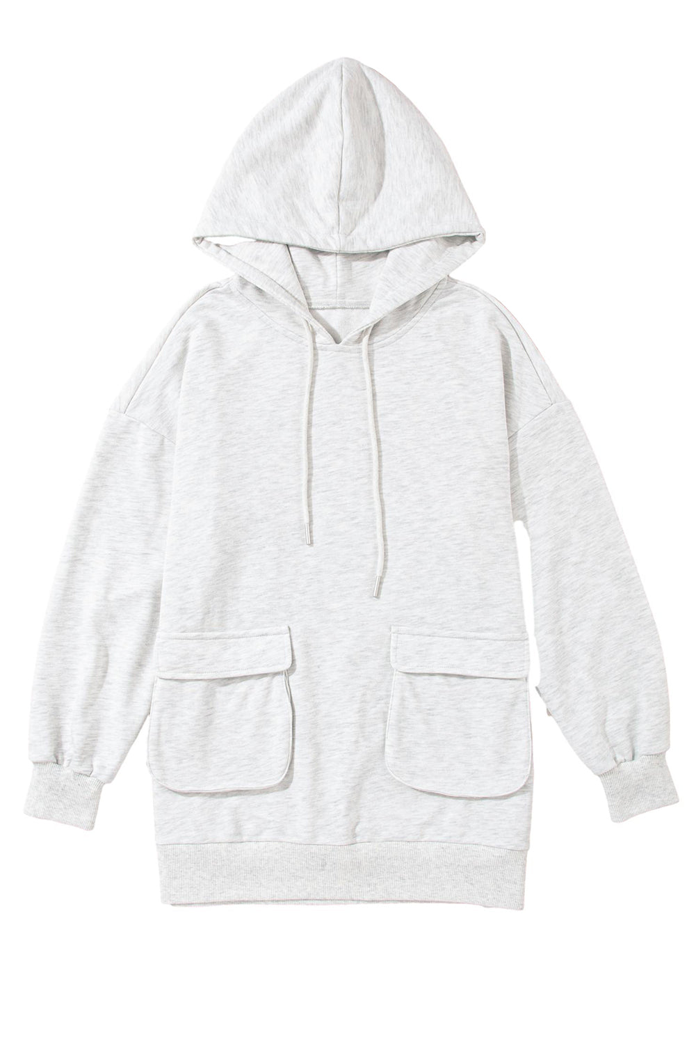 Double Flap Pocket Drawstring Hoodie | Apricot