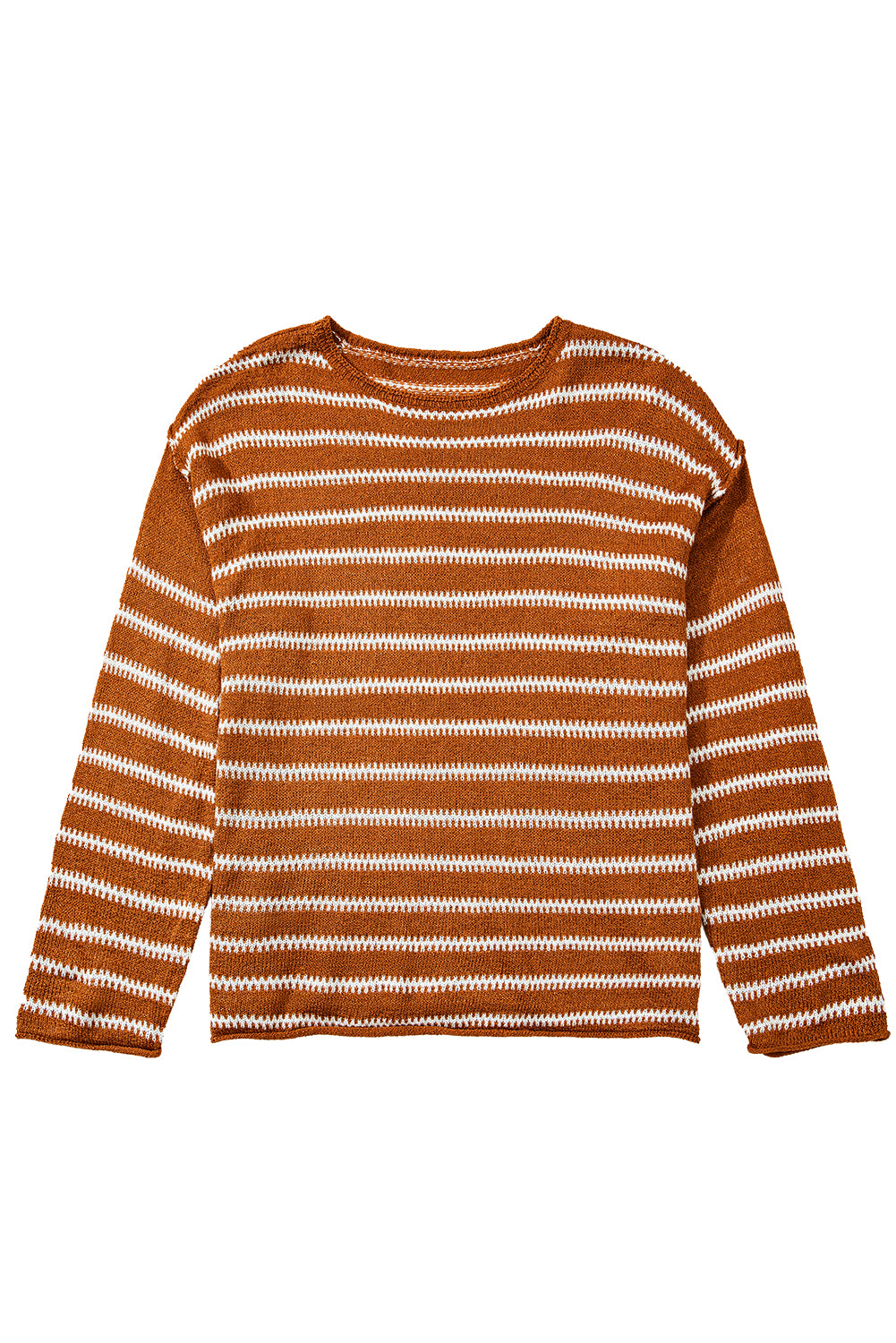 Drop Shoulder Casual Sweater | Brown Stripe