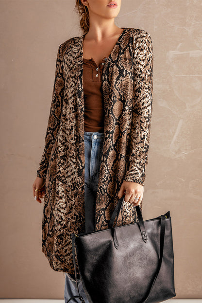 Snake Print Long Cardigan | Multicolour