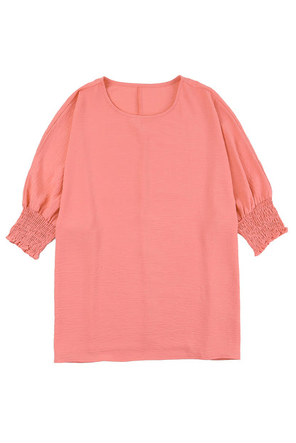 Smocked Wrist Shift Top | Pink