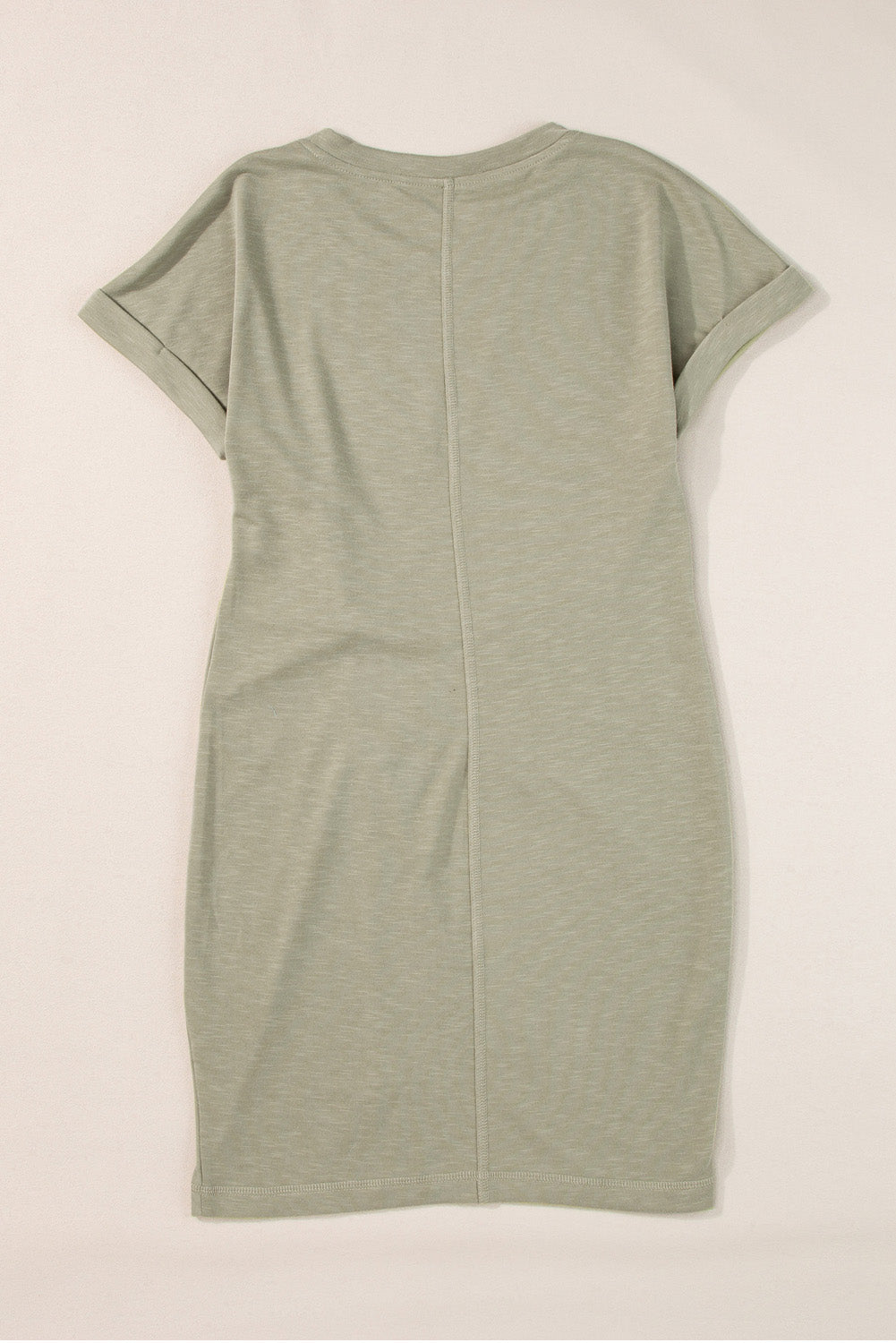 Folded Sleeve Twisted Mini T-Shirt Dress | Laurel Green