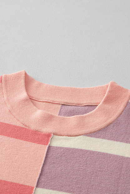 Colourblock Oversized Sweater | Pink Stripe