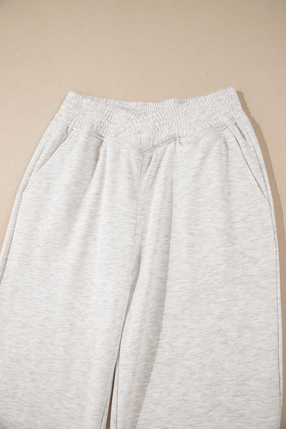 Cross-Waist Wide Leg Lounge Pants | Light Grey