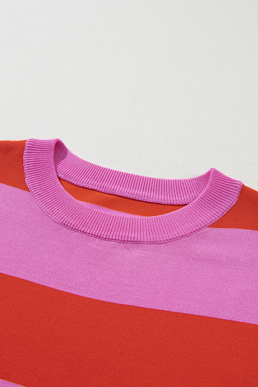 Colourblock Striped Knitted T Shirt | Bright Pink