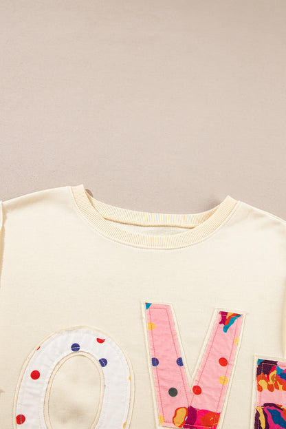 Love Patch Graphic Oversized Sweatshirt | Apricot