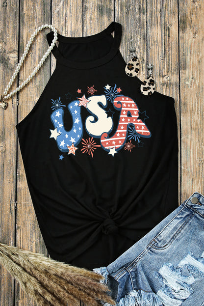 Star Usa Graphic Flag Day Tank Top | Black